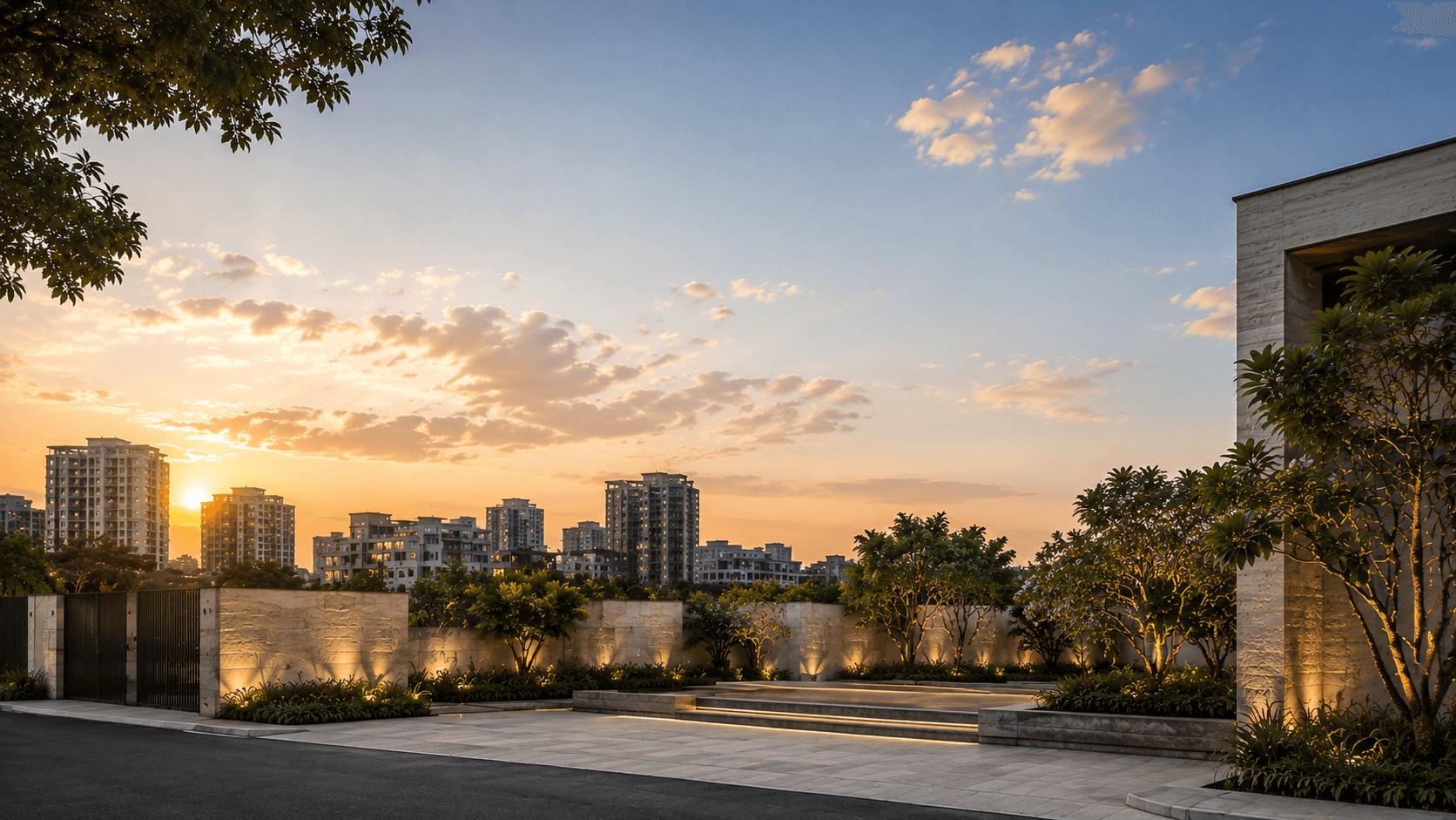Ahmedabad skyline at sunset